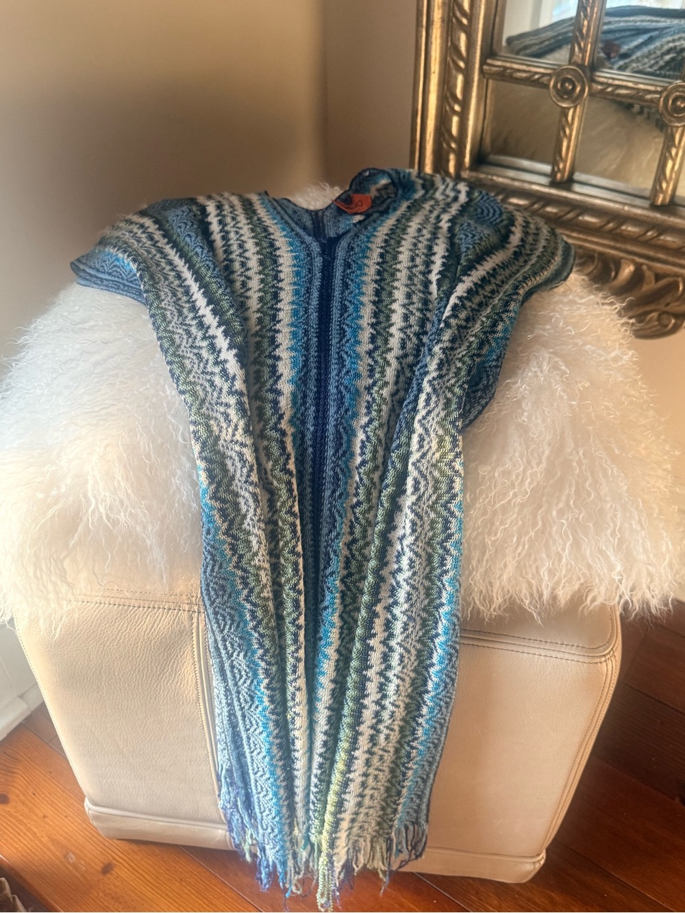 Vintage Missoni Orange Label Convertible Split Knit Poncho Scarf Shawl Wrap - Picture 7 of 12